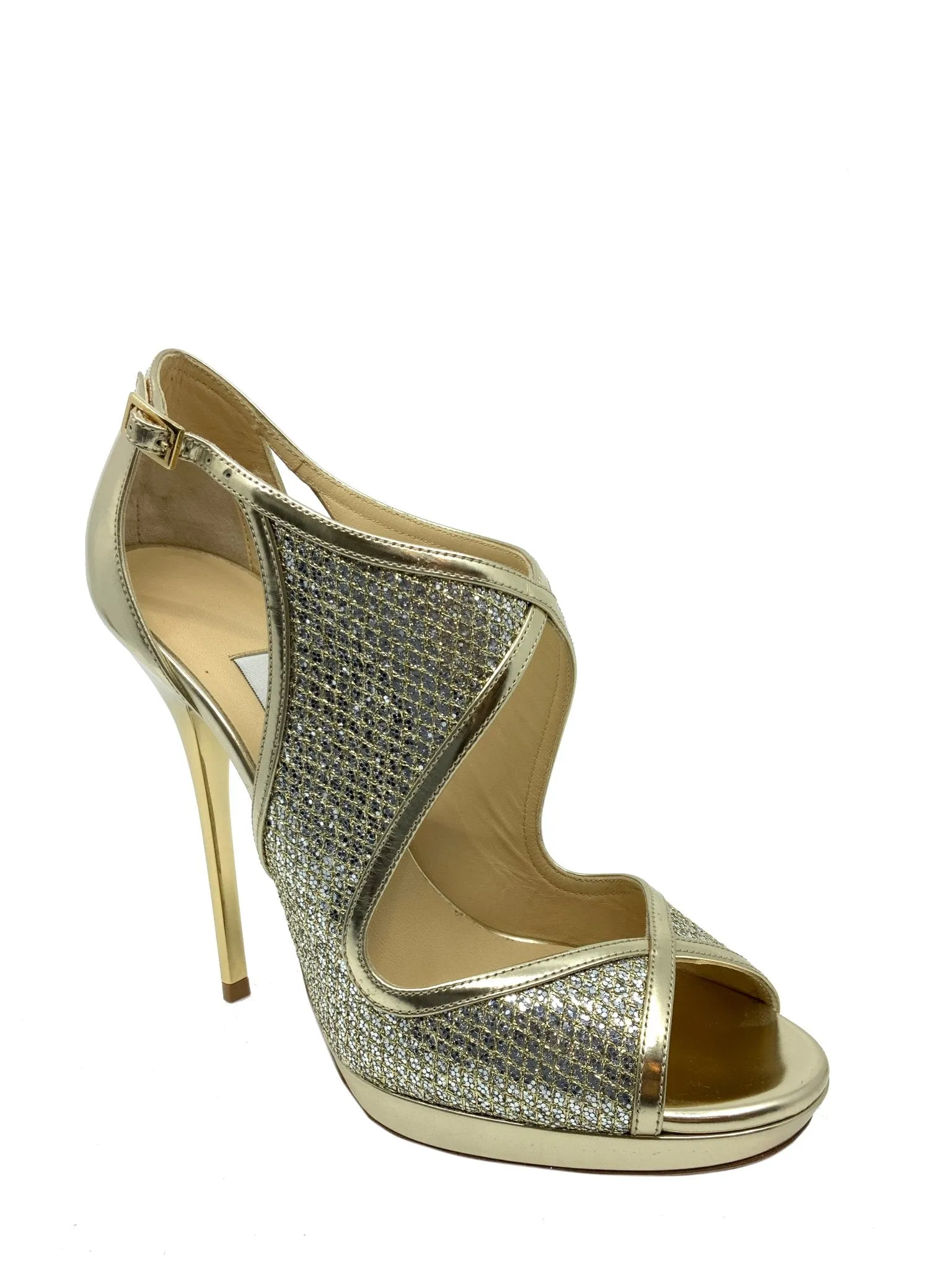 Jimmy Choo Metallic Sequin Glitter Platform Pumps Size 7.5