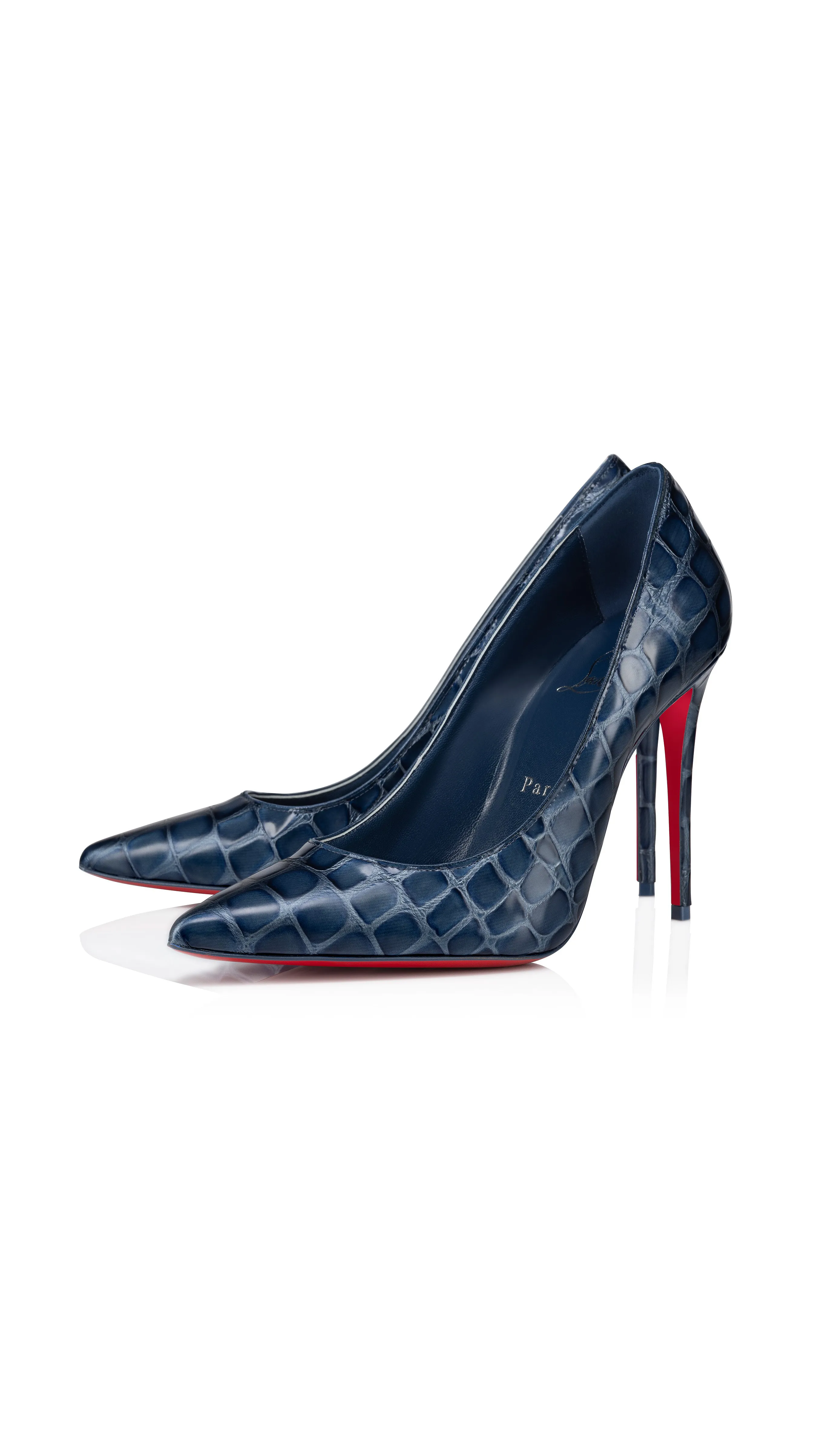 Kate Alligator Embossed calf Leather Pumps - Denim Blue