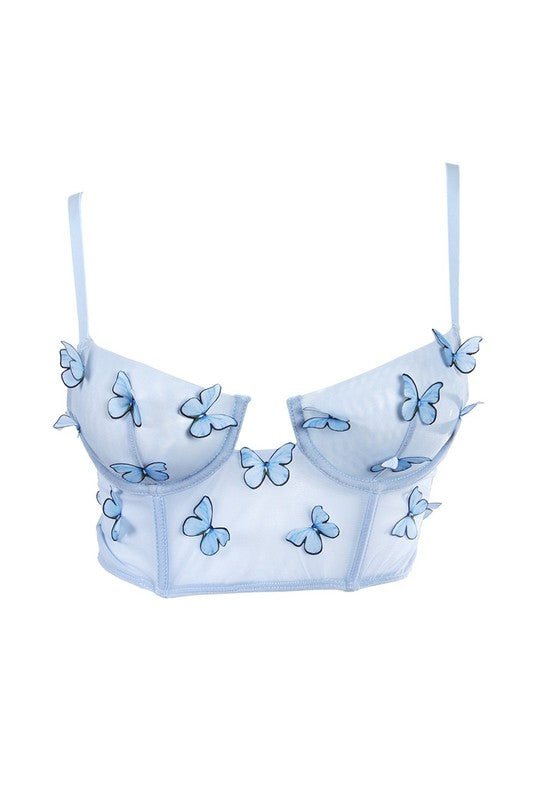 Kendall Butterfly Corset Top (Blue)