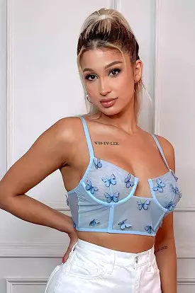 Kendall Butterfly Corset Top (Blue)