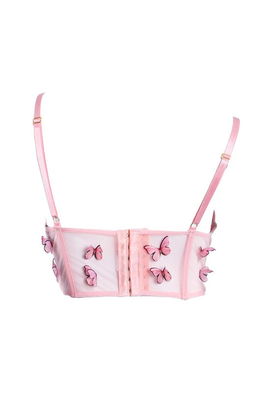 Kendall Butterfly Corset Top (Pink)