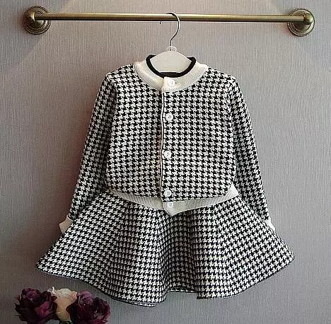 Kids Clothing Set Girls Checked Skirt Suit