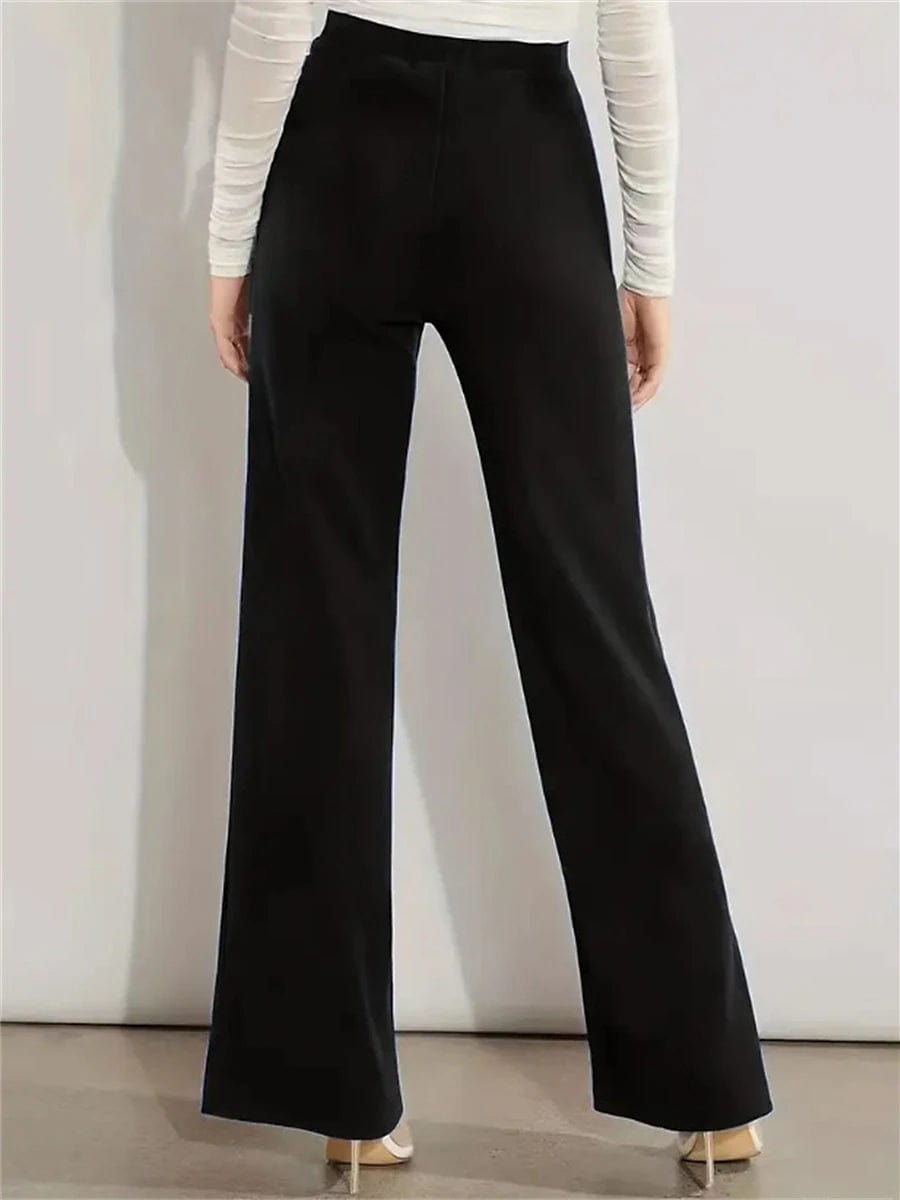 Ladies' High-Waisted Straight Leg Dress Pants in Black and Royal Blue