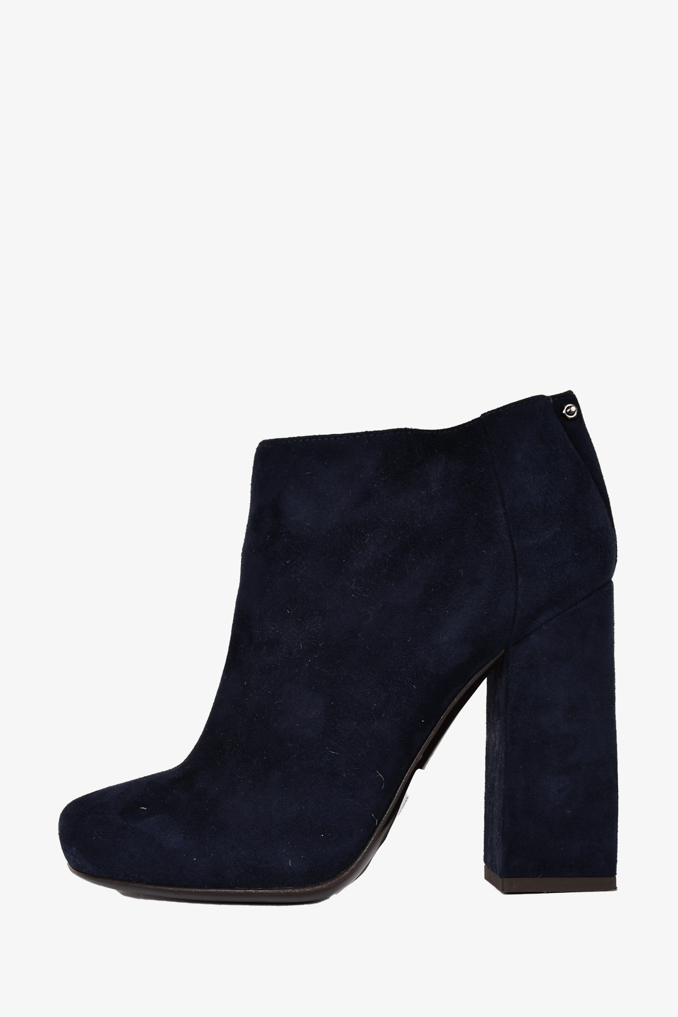 Lanvin Navy Suede Block Heeled Boots Size 37.5