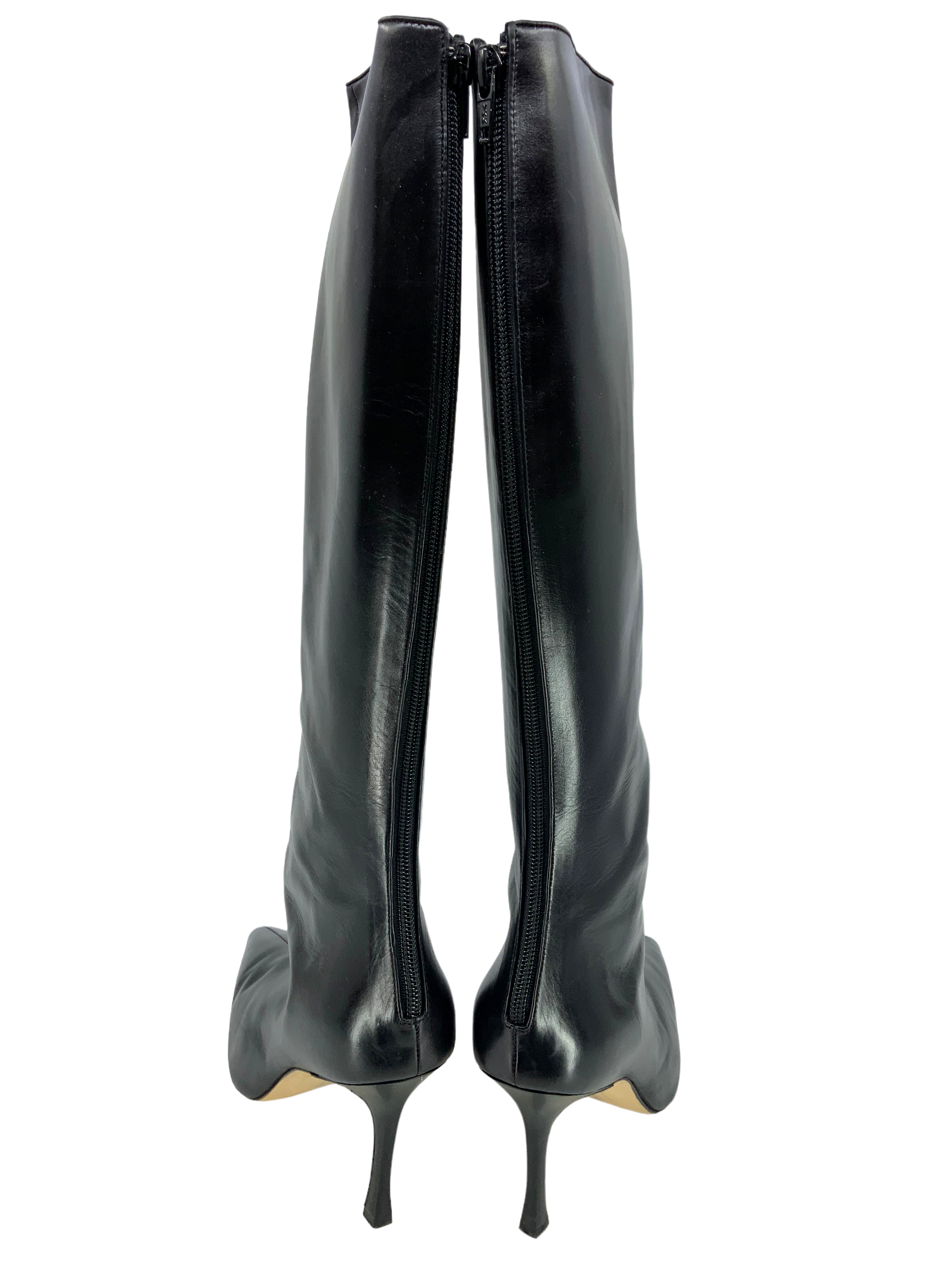 Manolo Blahnik Leather Knee-High Boots Size 11