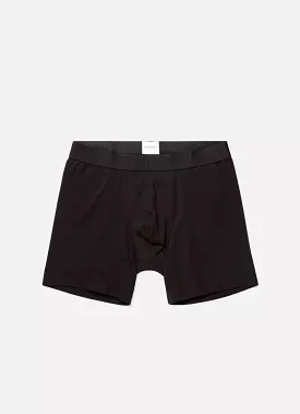 Men's Long Cut Stretch Cotton Trunks in Black