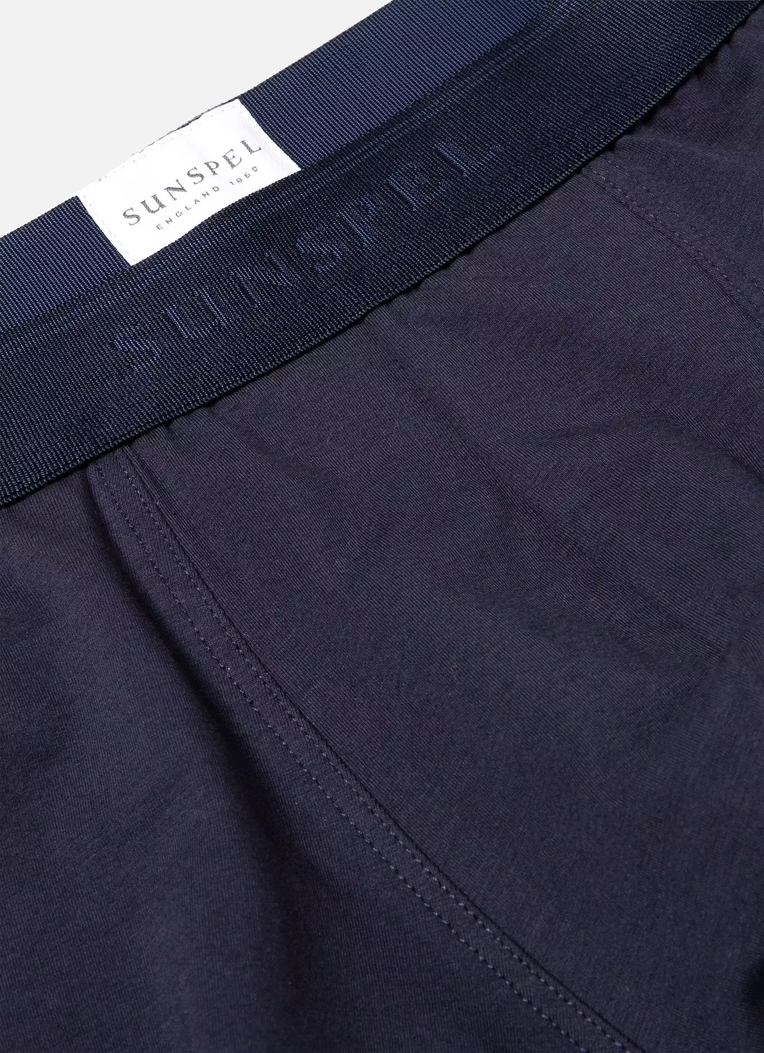 Men's Long Cut Stretch Cotton Trunks in Navy