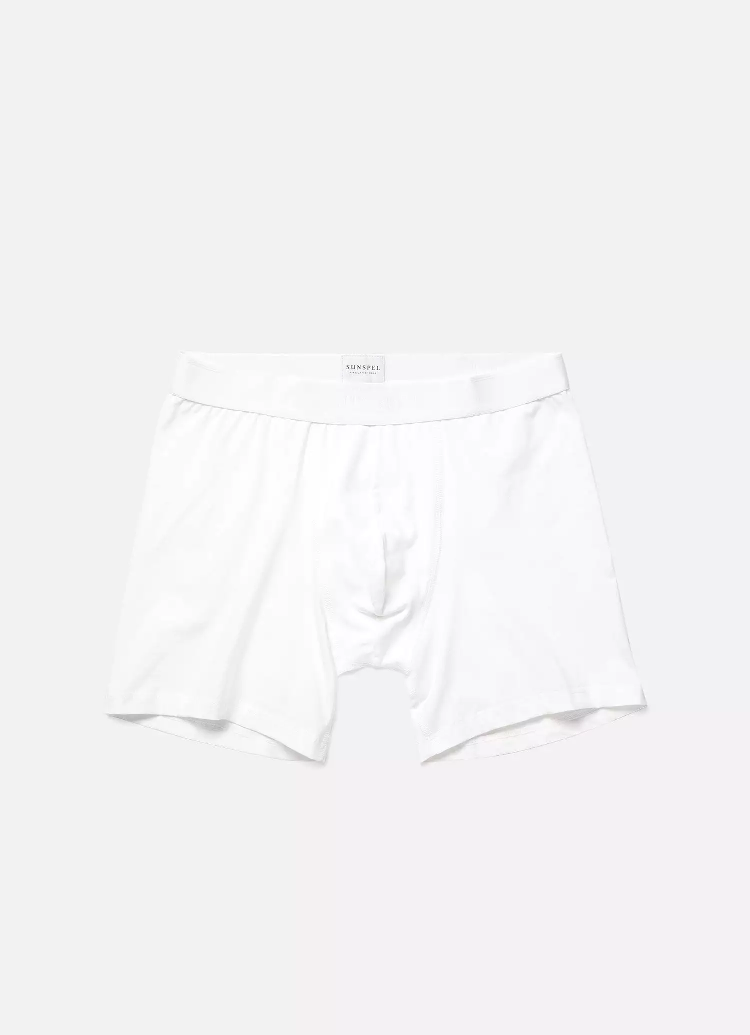 Men's Long Cut Stretch Cotton Trunks in White