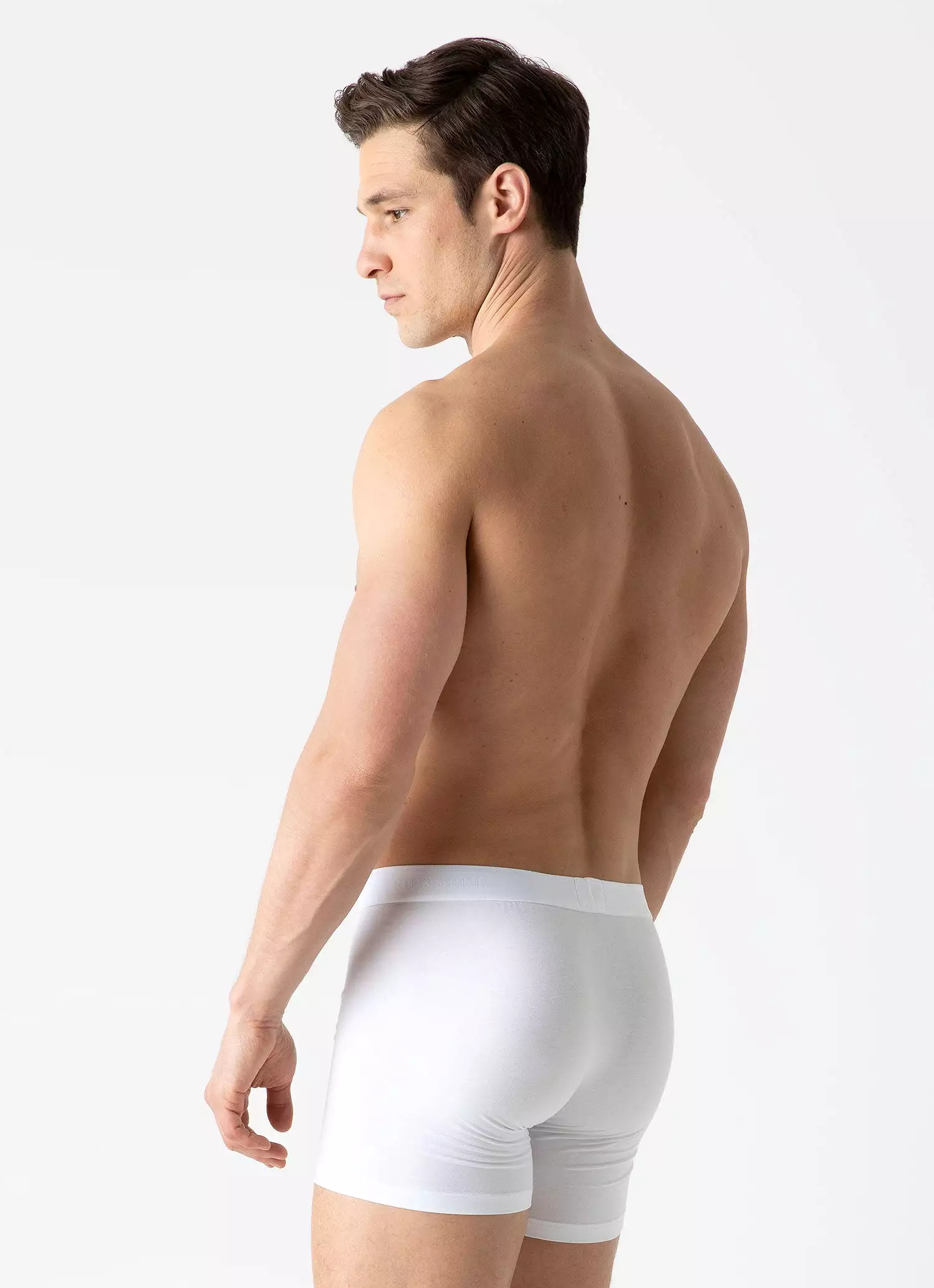 Men's Long Cut Stretch Cotton Trunks in White