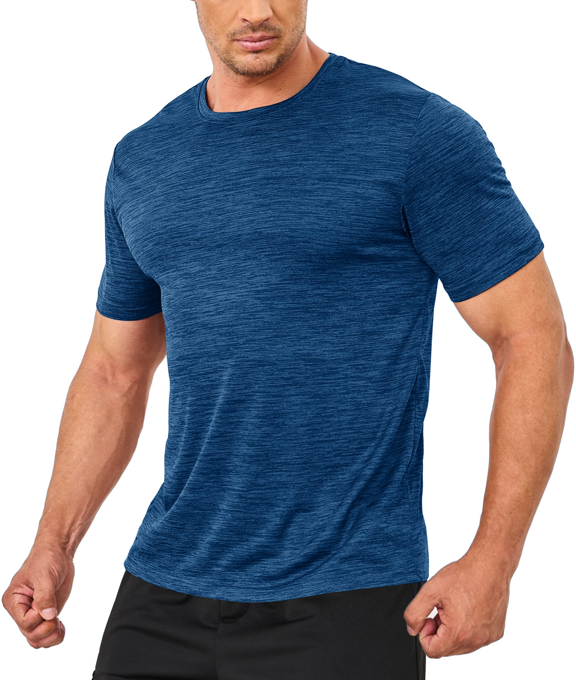 Mens Summer Quick Dry T-shirts Mens Running Tee Shirts Short Sleeve Athlete Elastic Workout Sportswear Outdoor Casual Tops