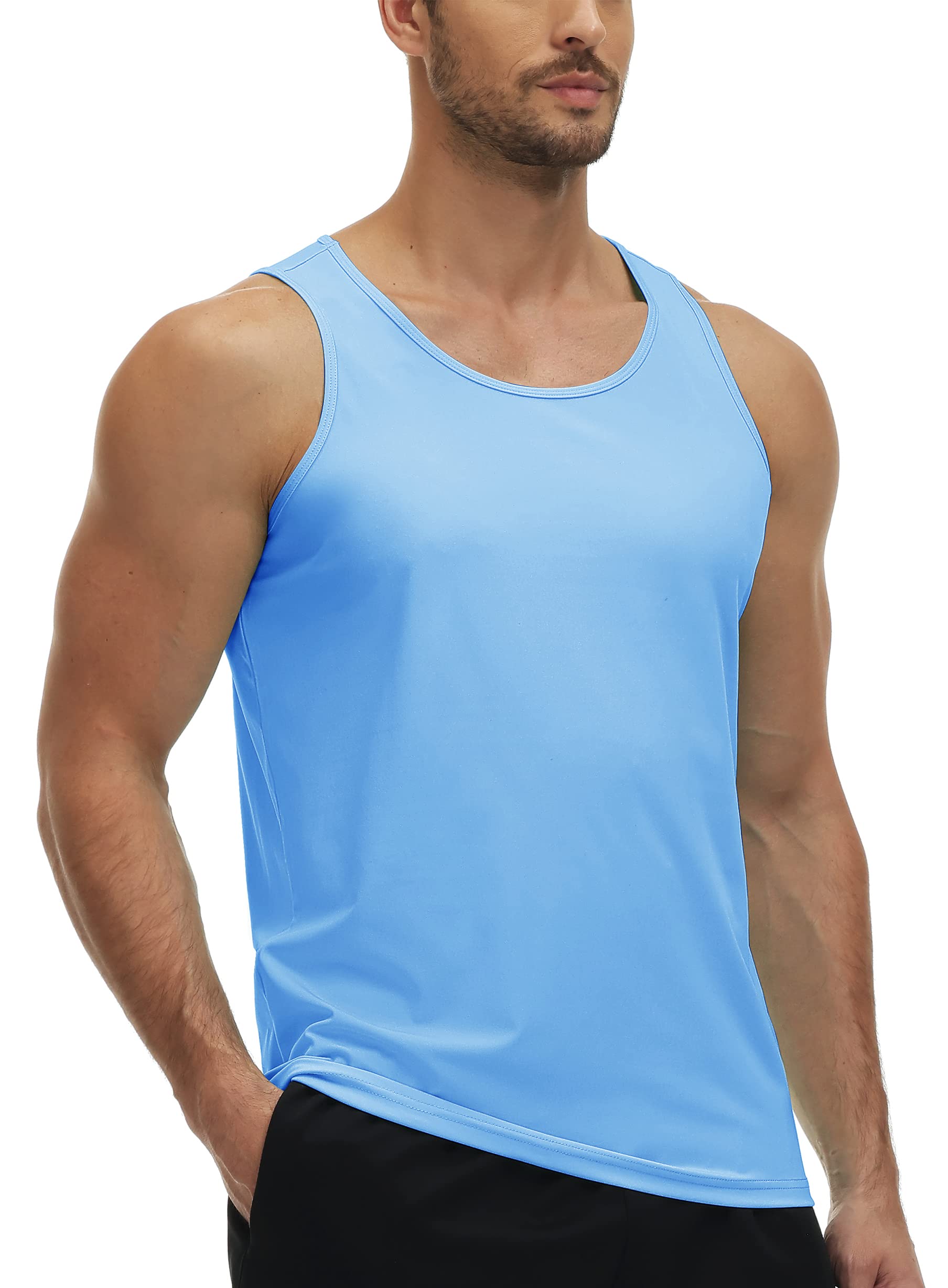 Mens Tank Tops UPF50+ Tank Top Quick Dry Sleeveless T-shirts Mens Summer Gym Fitness Running Tee Sports Vest Swim Trainning tshi