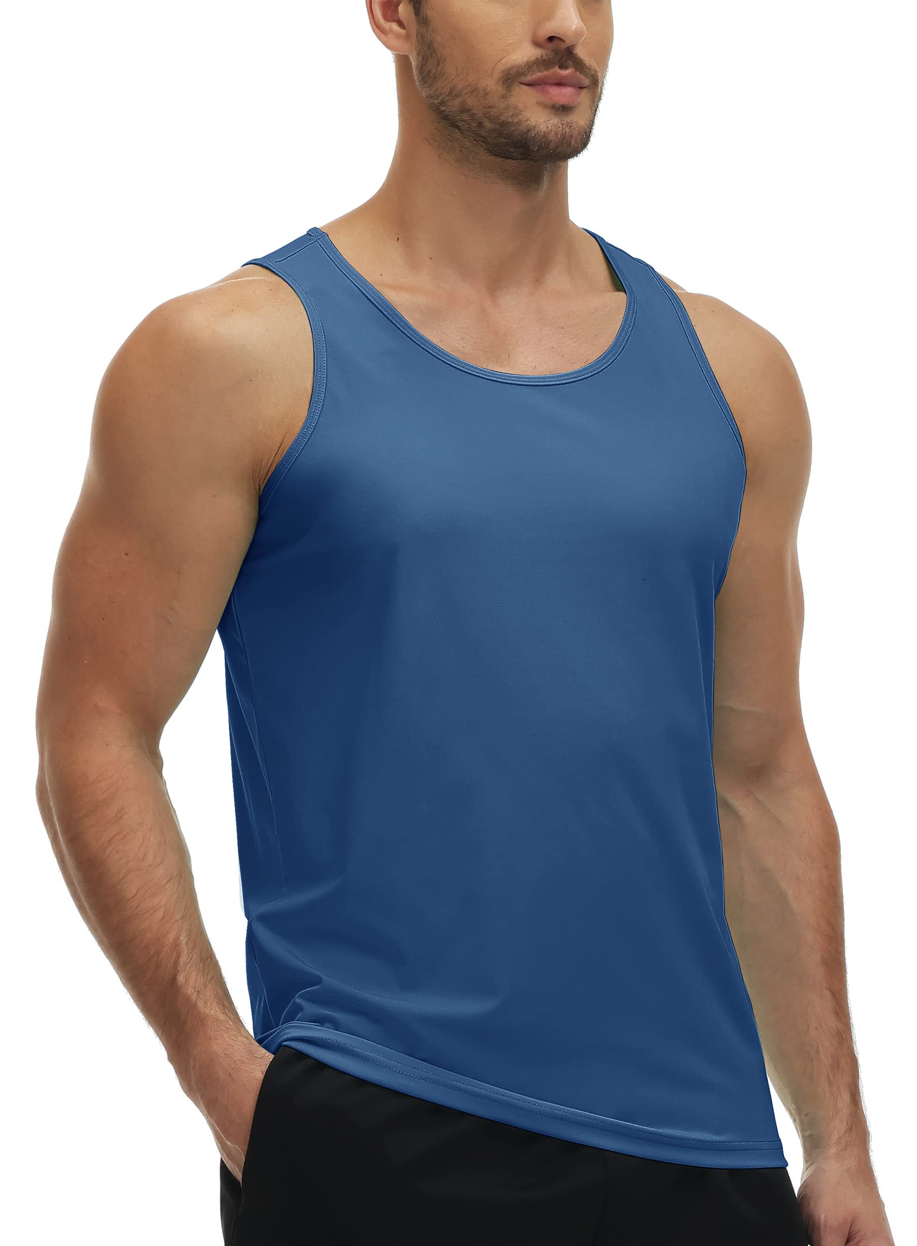 Mens Tank Tops UPF50+ Tank Top Quick Dry Sleeveless T-shirts Mens Summer Gym Fitness Running Tee Sports Vest Swim Trainning tshi