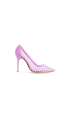 Mesh Chequered Pumps - Purple