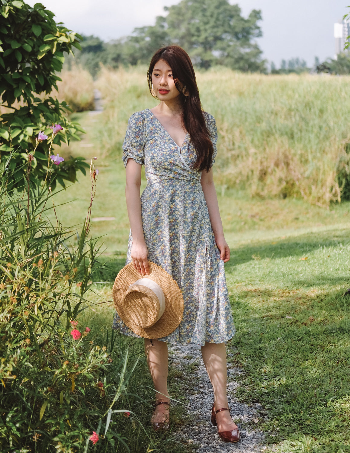 Nyla Floral Dress in Blue