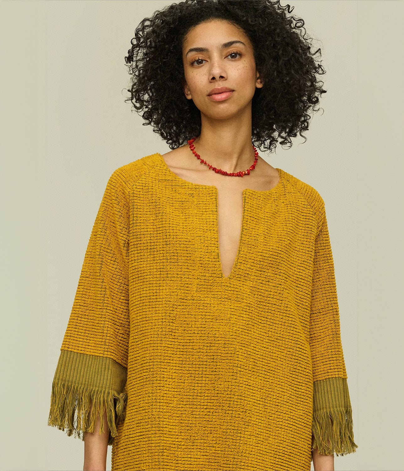 ODILIA TERRY DRESS- MUSTARD