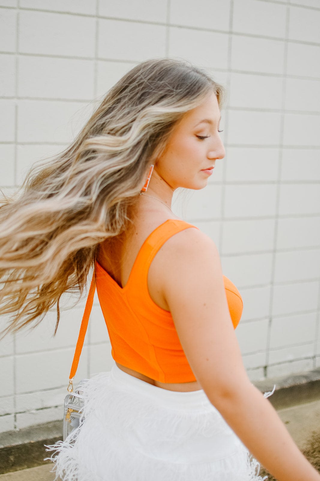 Orange Knit Corset Top