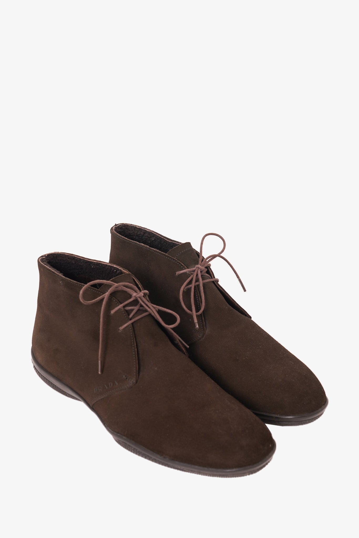 Prada Brown Suede Lace-Up Boots Size 8