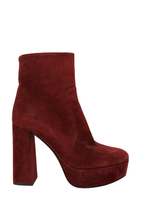 Prada Burgundy Suede Platform Heeled Boots Size 36.5