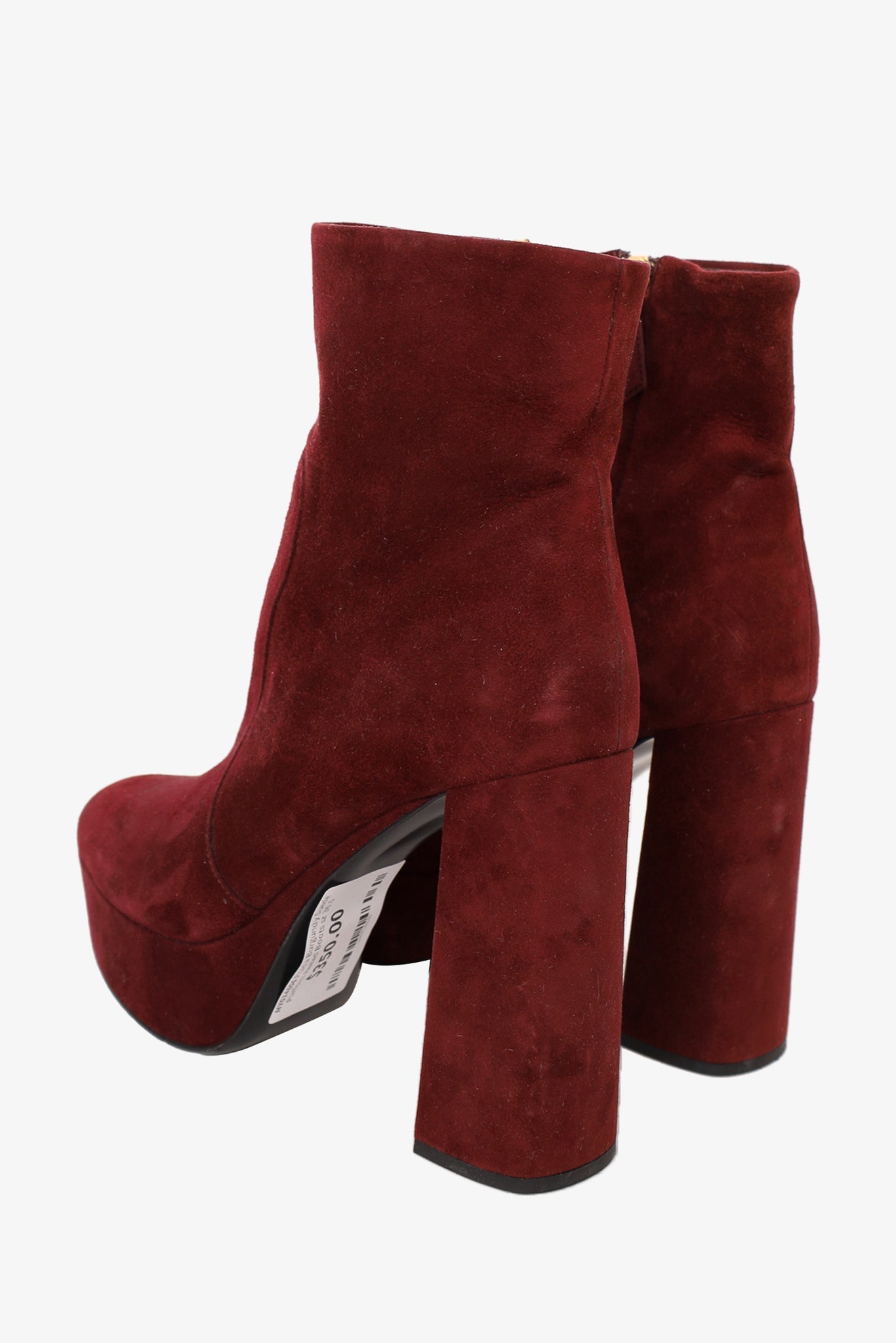 Prada Burgundy Suede Platform Heeled Boots Size 36.5