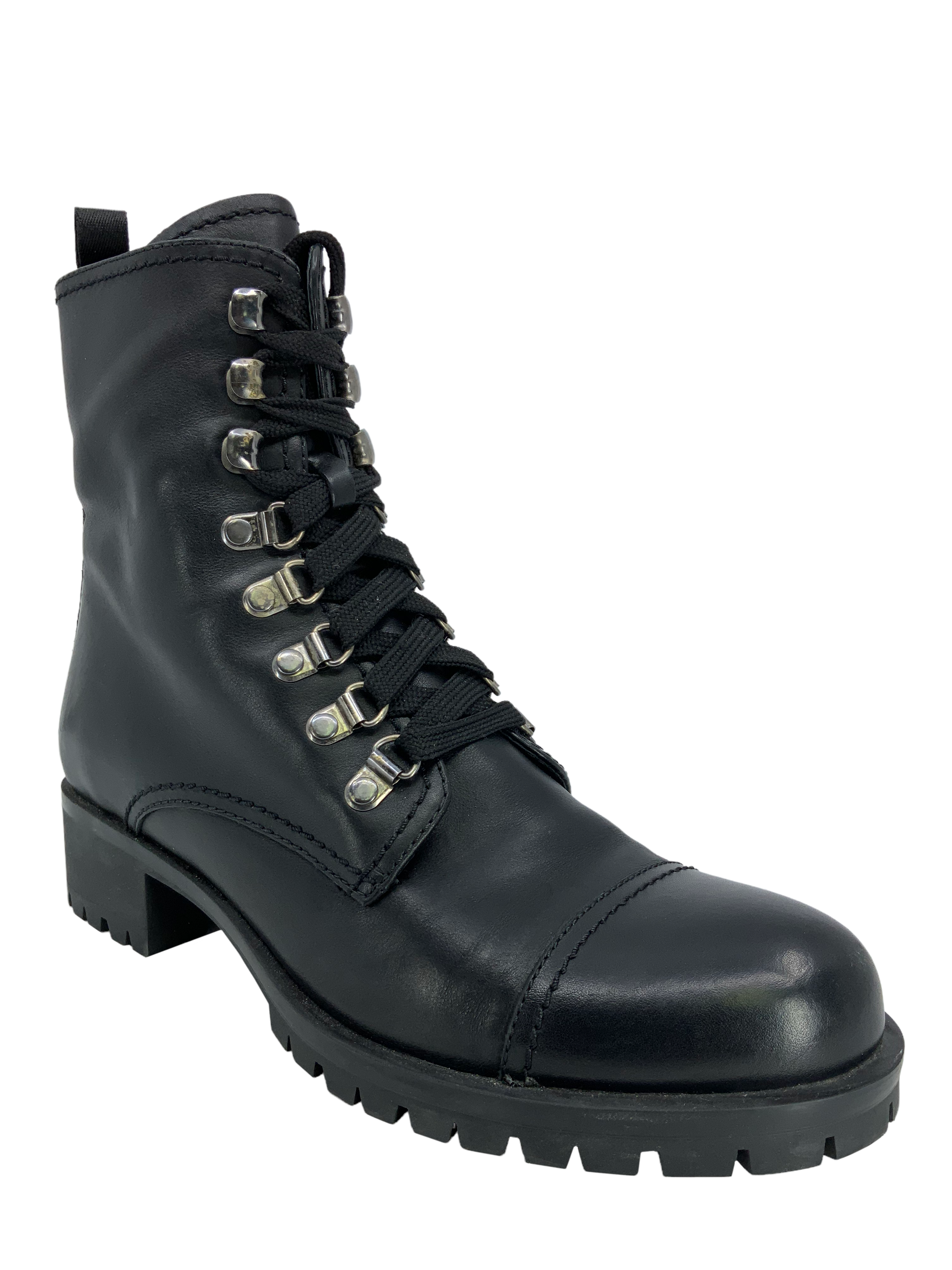 PRADA Leather Lace Up Military Boots Size 9