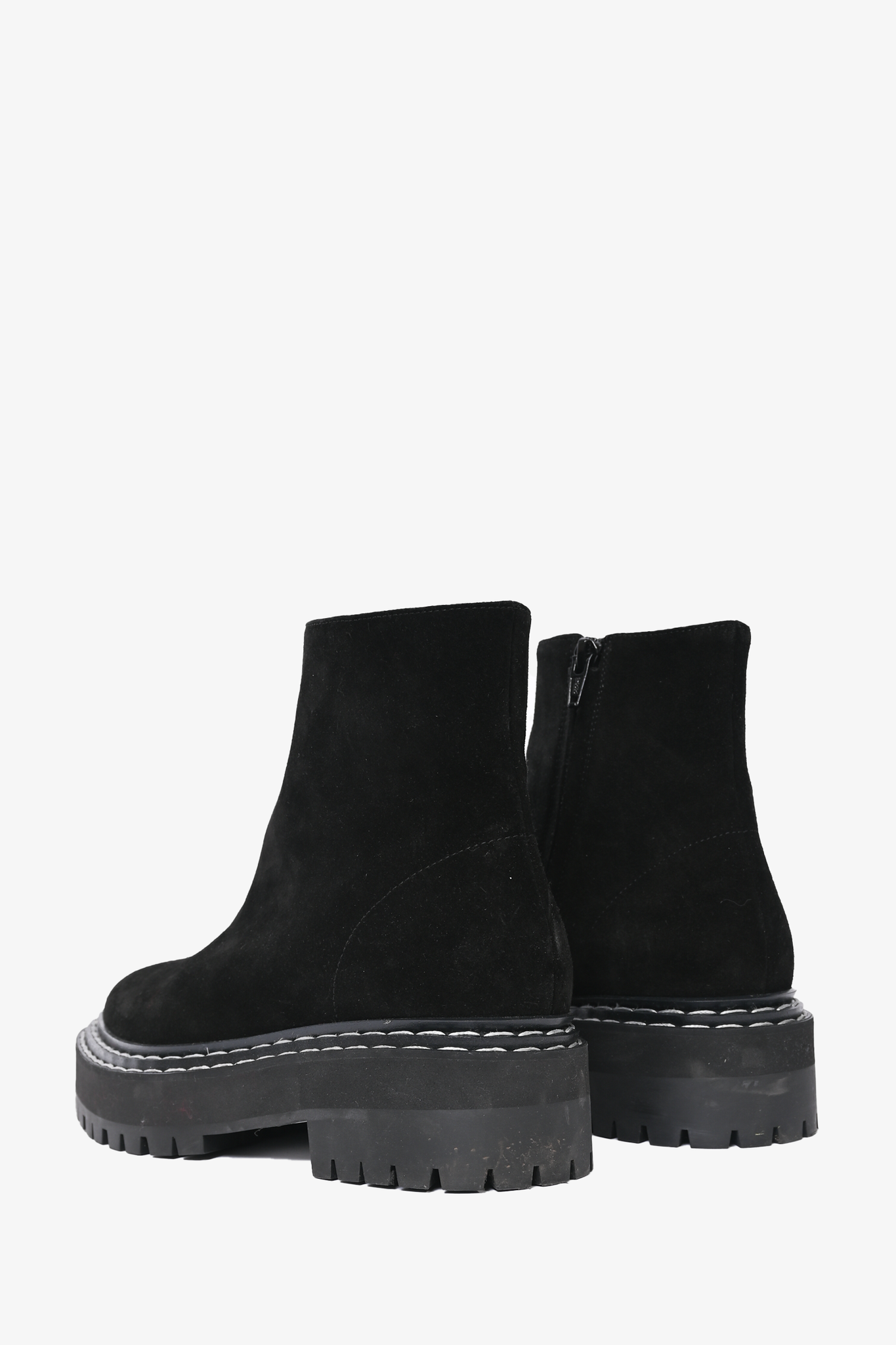 Proenza Schouler Black Suede Lug Sole Boots Size 38