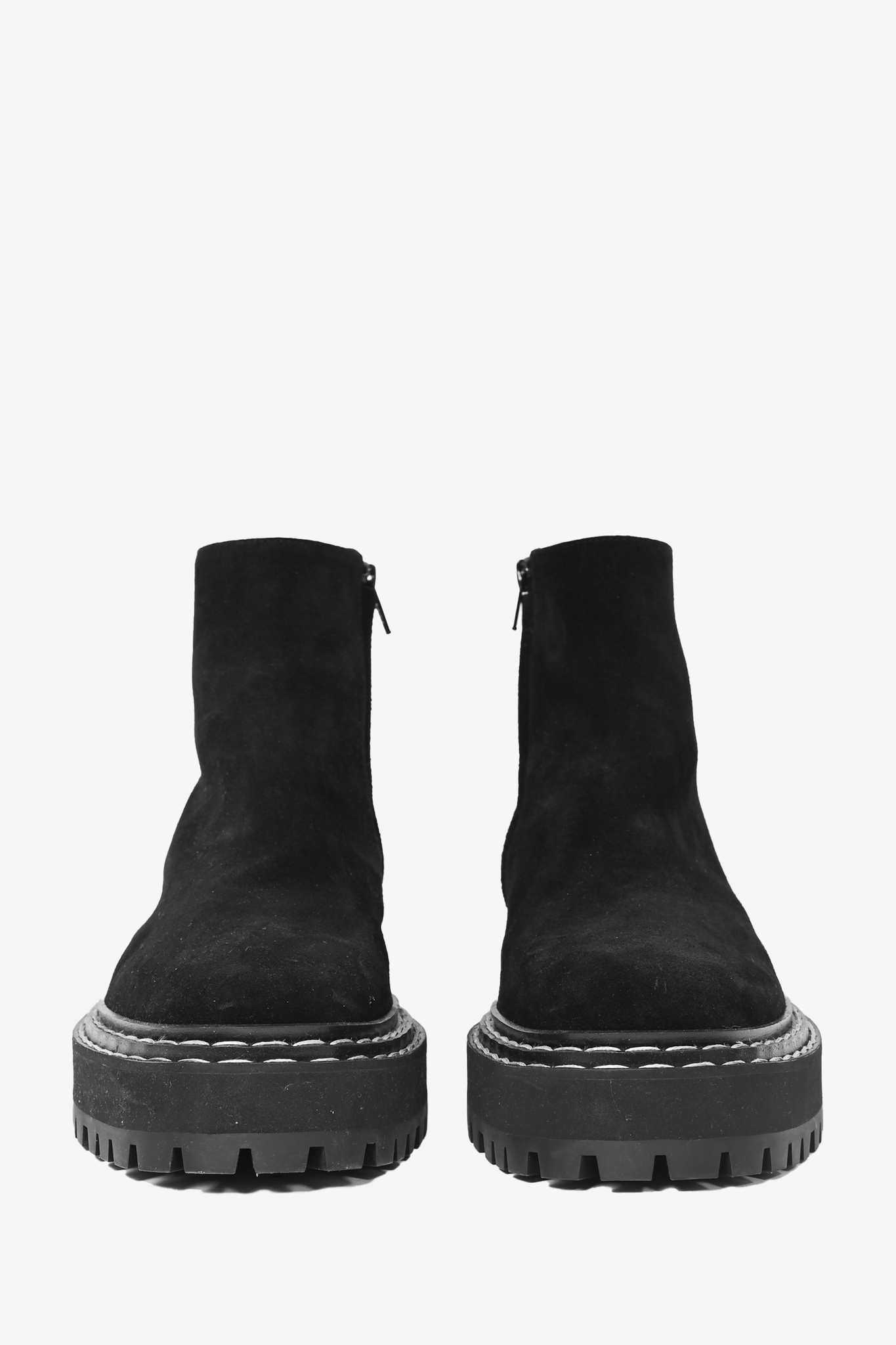 Proenza Schouler Black Suede Lug Sole Boots Size 38