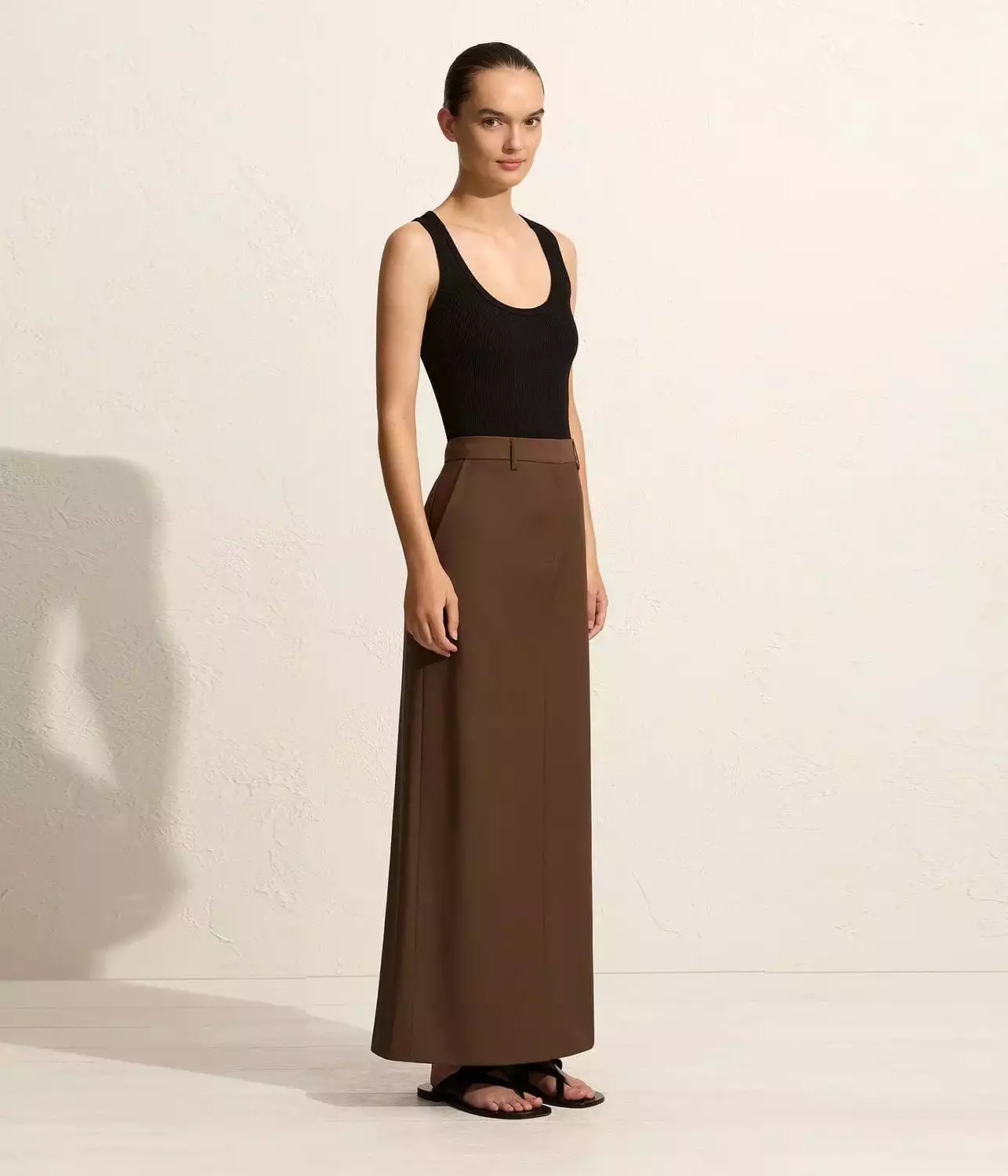 RELAXED TAILORED SKIRT - COFFEE