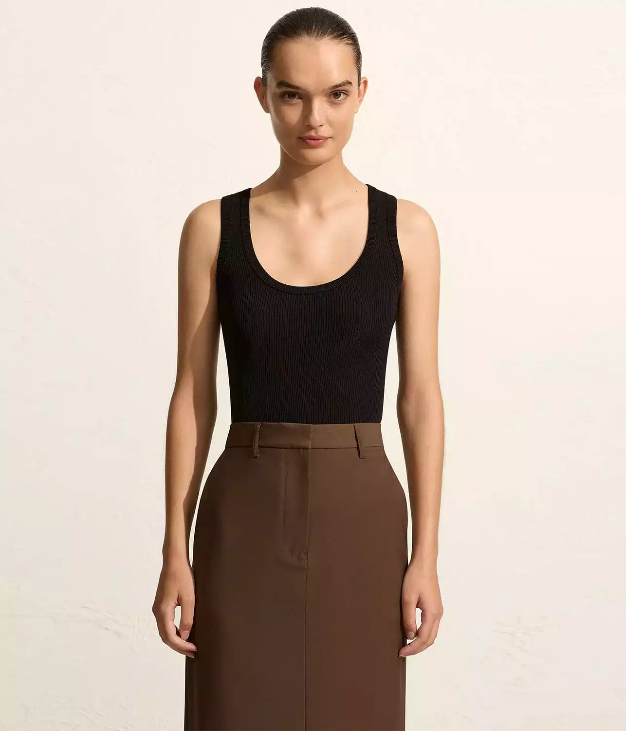 RELAXED TAILORED SKIRT - COFFEE