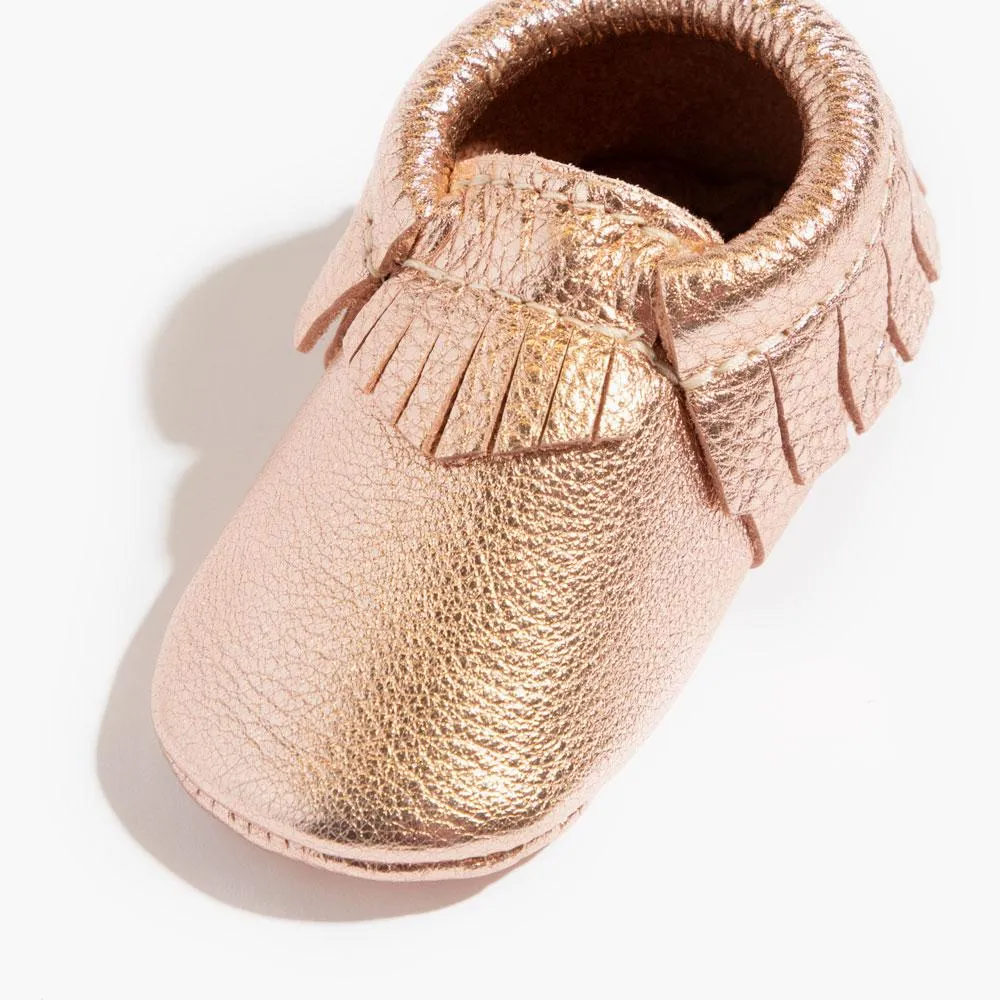 Rose Gold Moccasin Baby Shoe