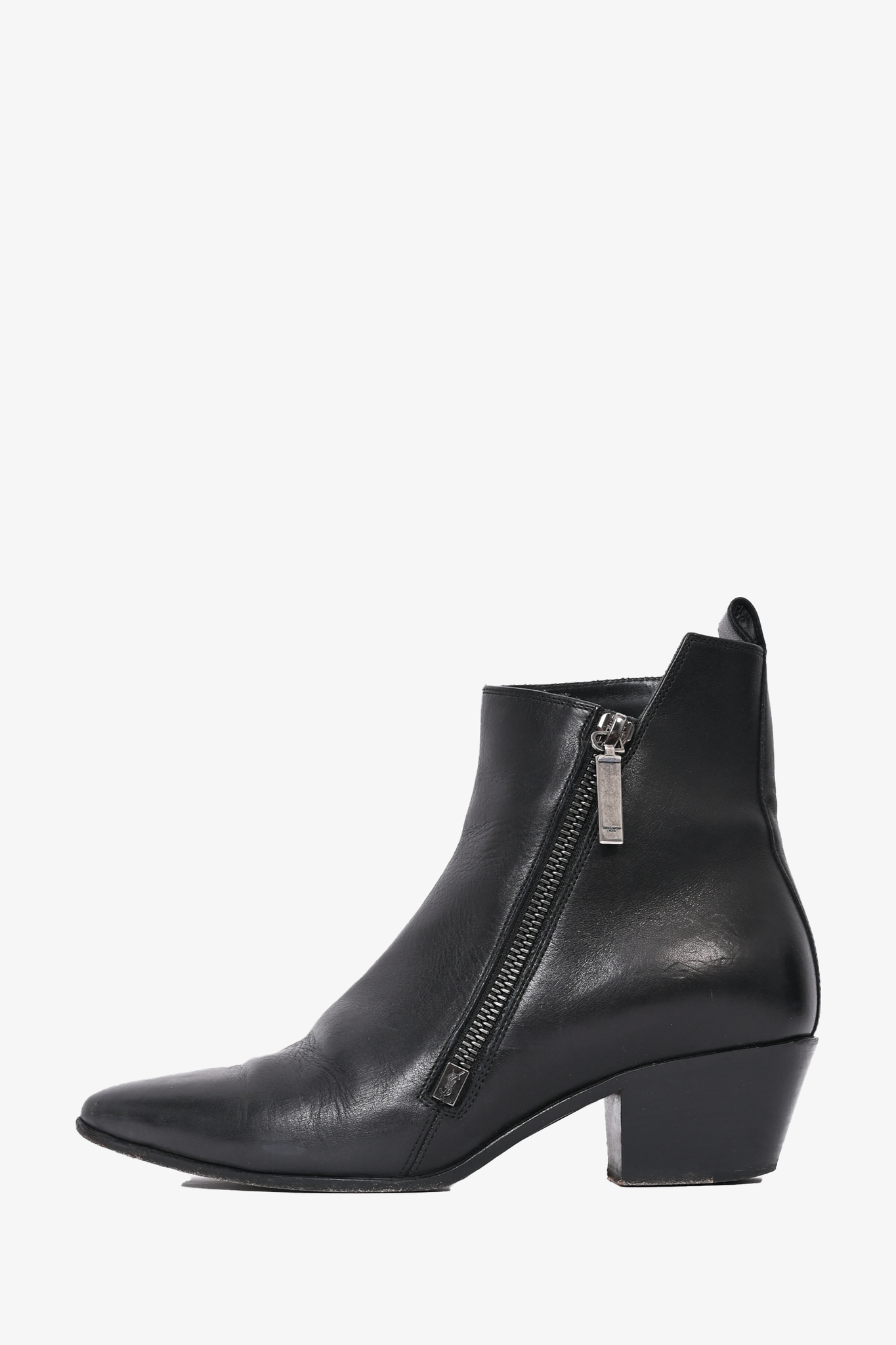 Saint Laurent Black Leather Asymmetrical Boots Size 35.5