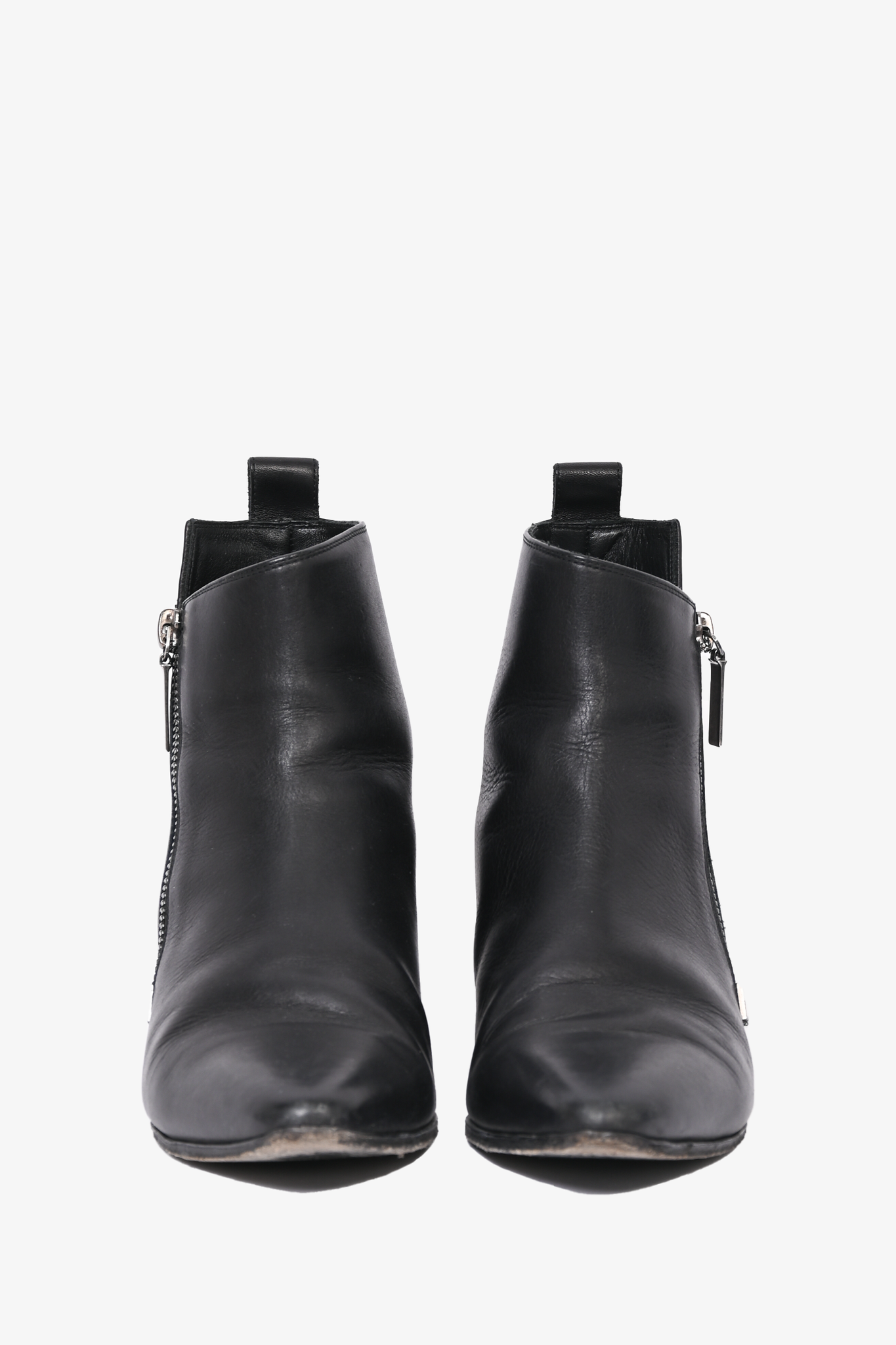 Saint Laurent Black Leather Asymmetrical Boots Size 35.5