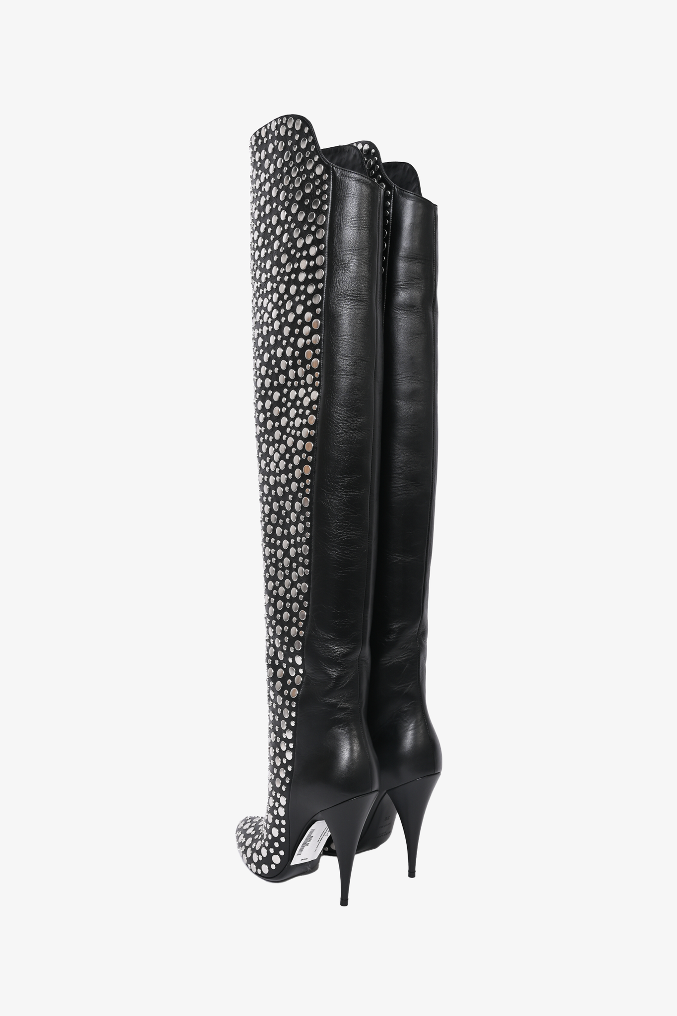 Saint Laurent Black Leather Studded 110 Over The Knee Boots Size 38