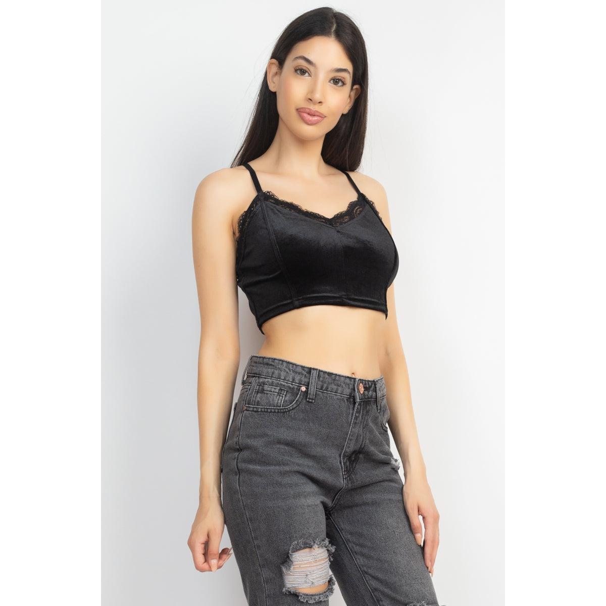 Sleeveless Corset Velvet Crop Top