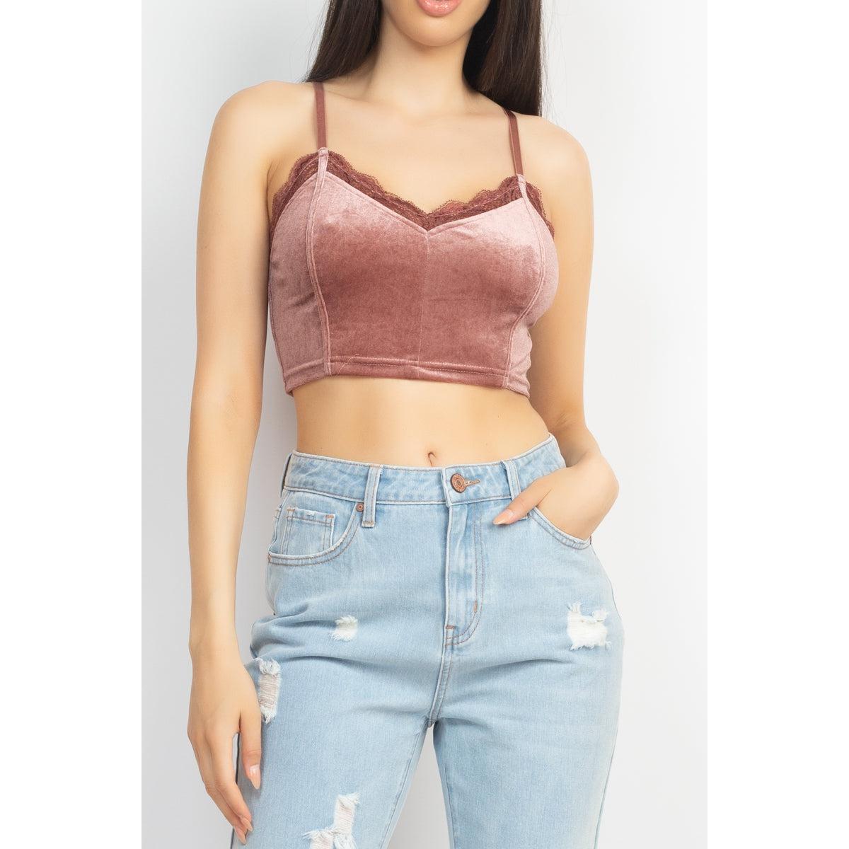 Sleeveless Corset Velvet Crop Top