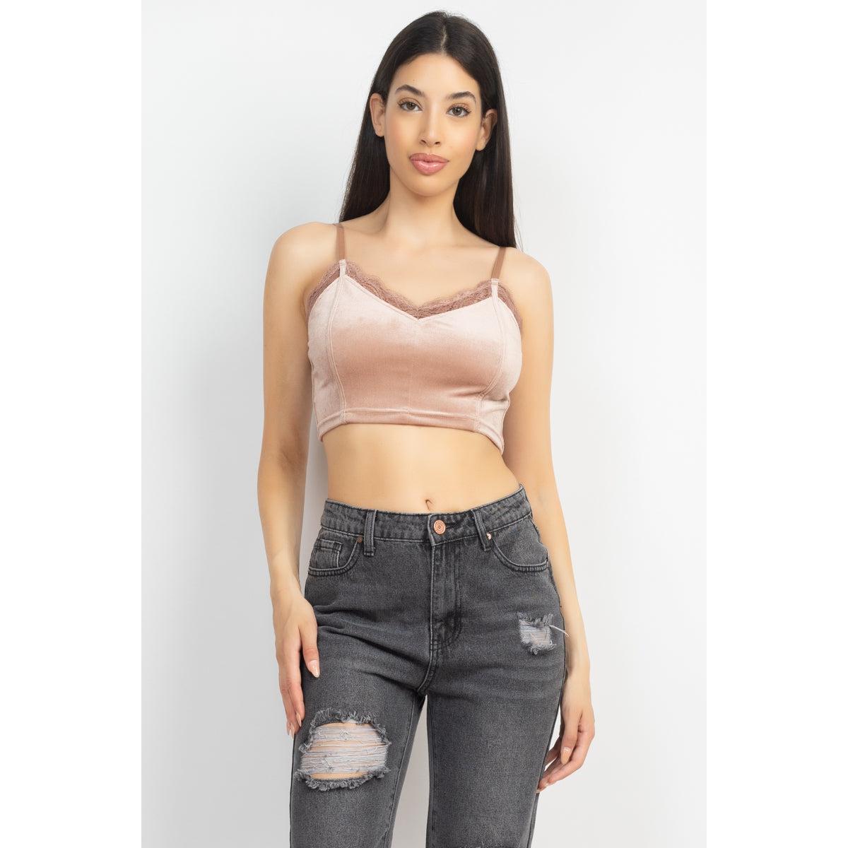 Sleeveless Corset Velvet Crop Top