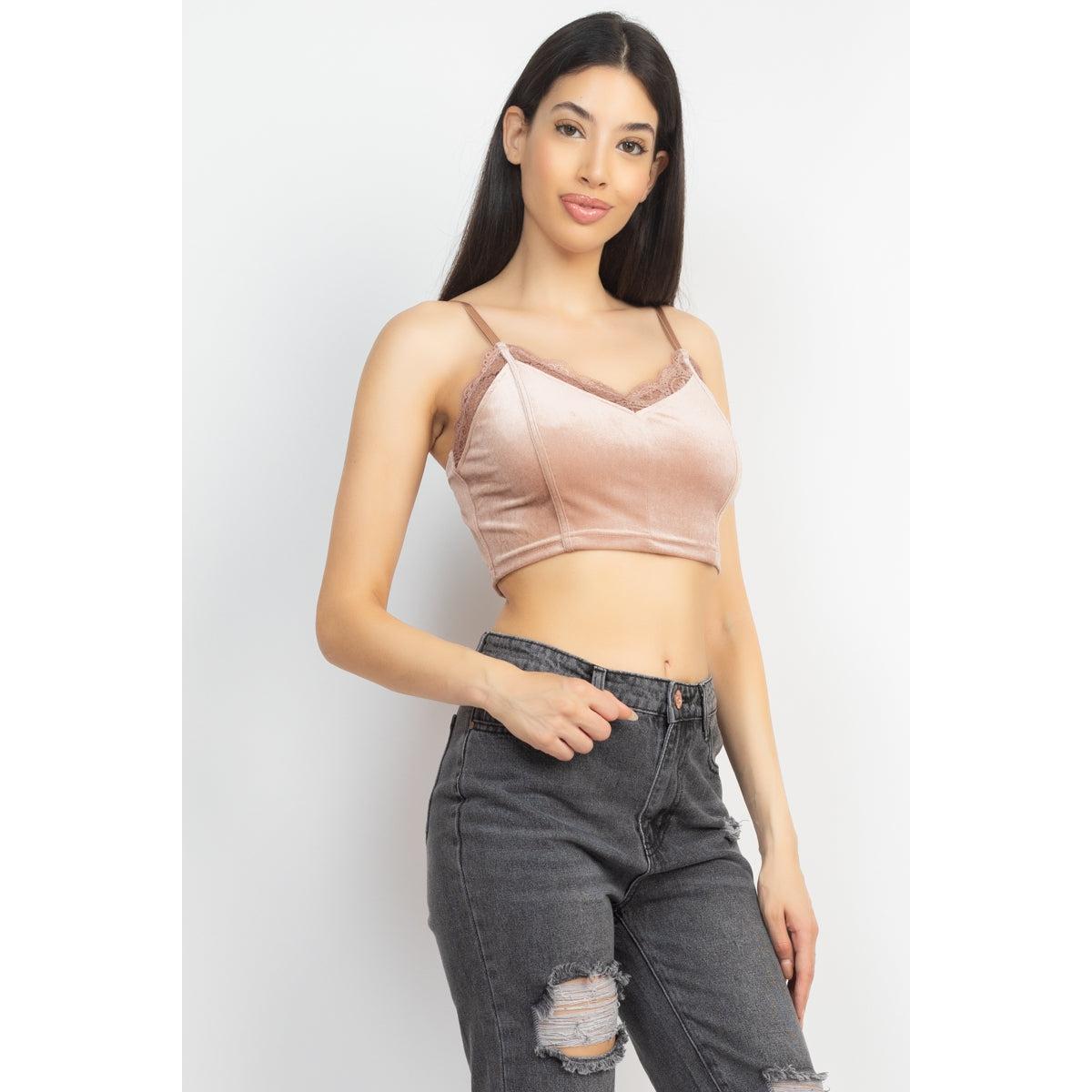 Sleeveless Corset Velvet Crop Top