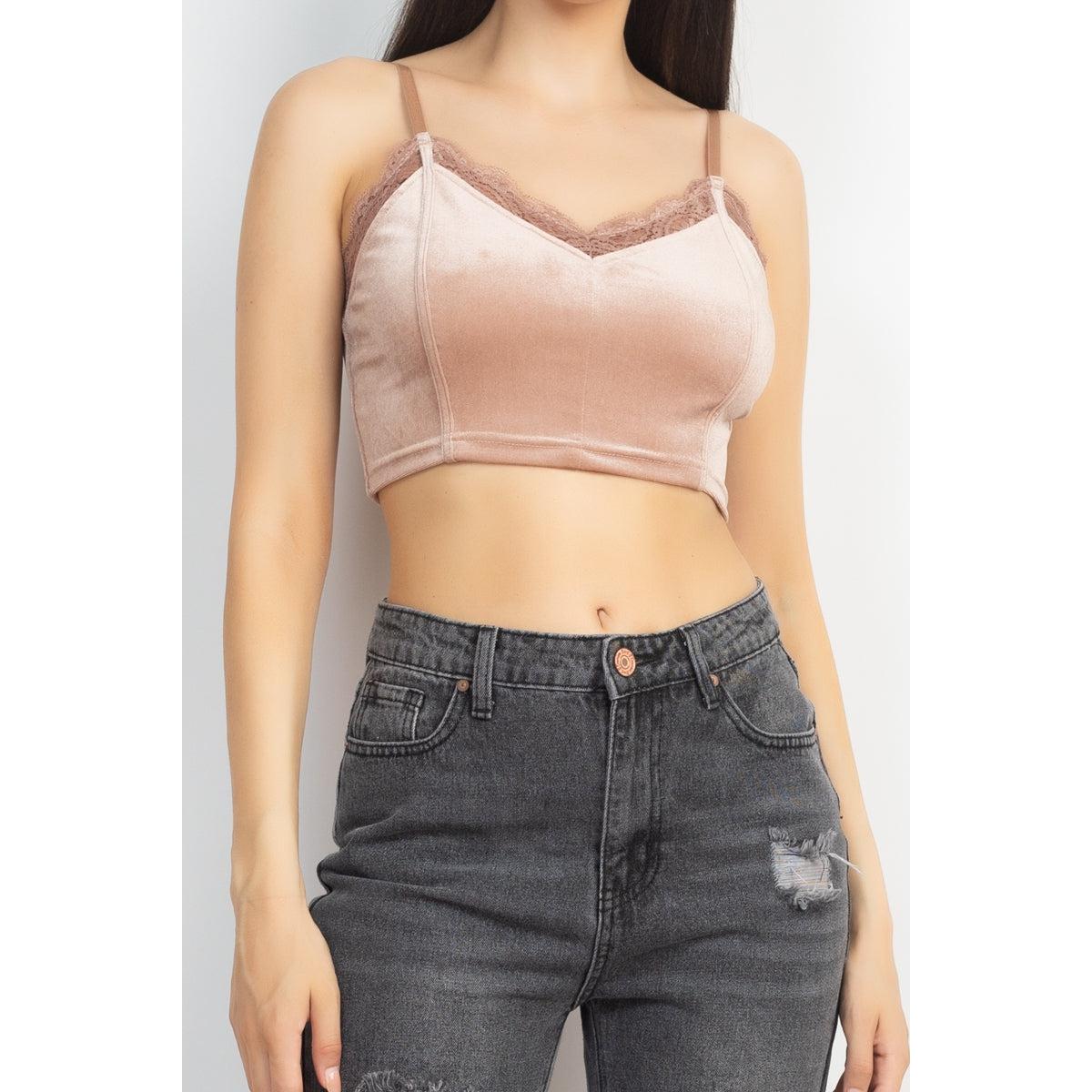 Sleeveless Corset Velvet Crop Top