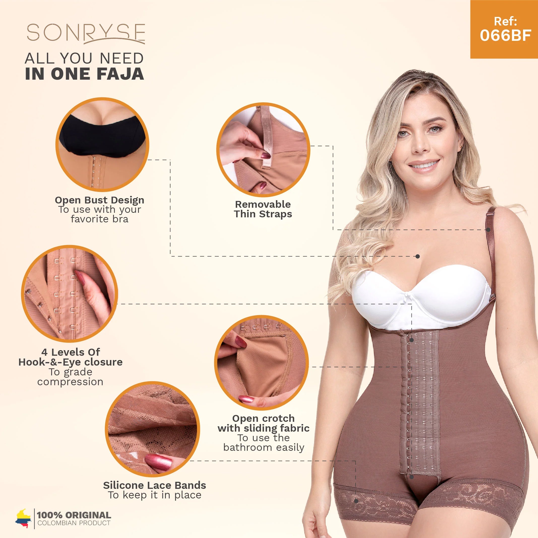 SONRYSE 066 | BODYSUIT COLOMBIANO POSPARTO | EFECTO LEVANTAMIENTO DE Glúteos Y CONTROL DE ABDOMEN | POWERNET