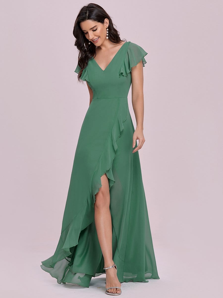 Sweet Wholesale Long V Neck Chiffon Bridesmaid Dress