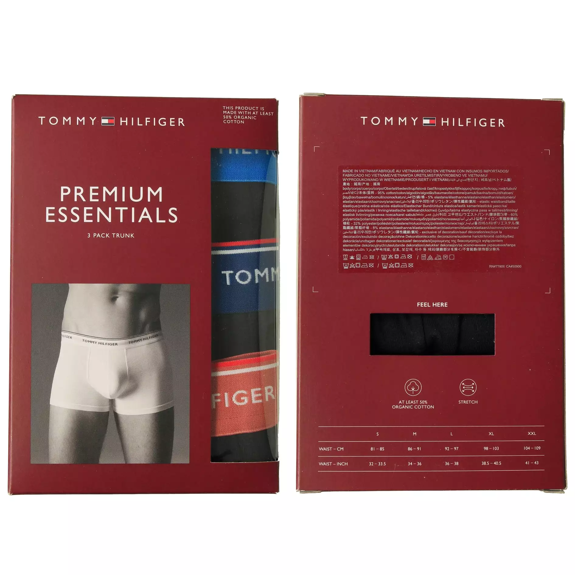 Tommy Hilfiger Mens Boxers/Trunks 'Premium Essentials Contrast Waistband' 3 Pack