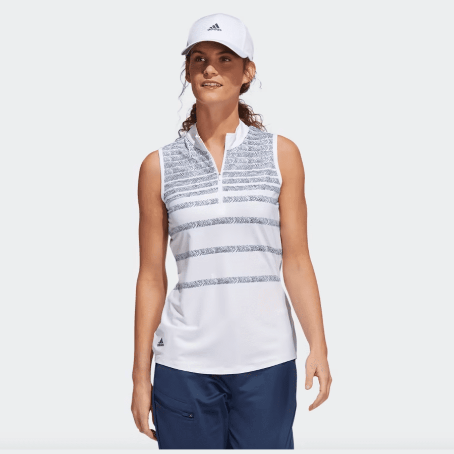 Two Pack Adidas Ladies Herringbone Stripe Polo Shirts