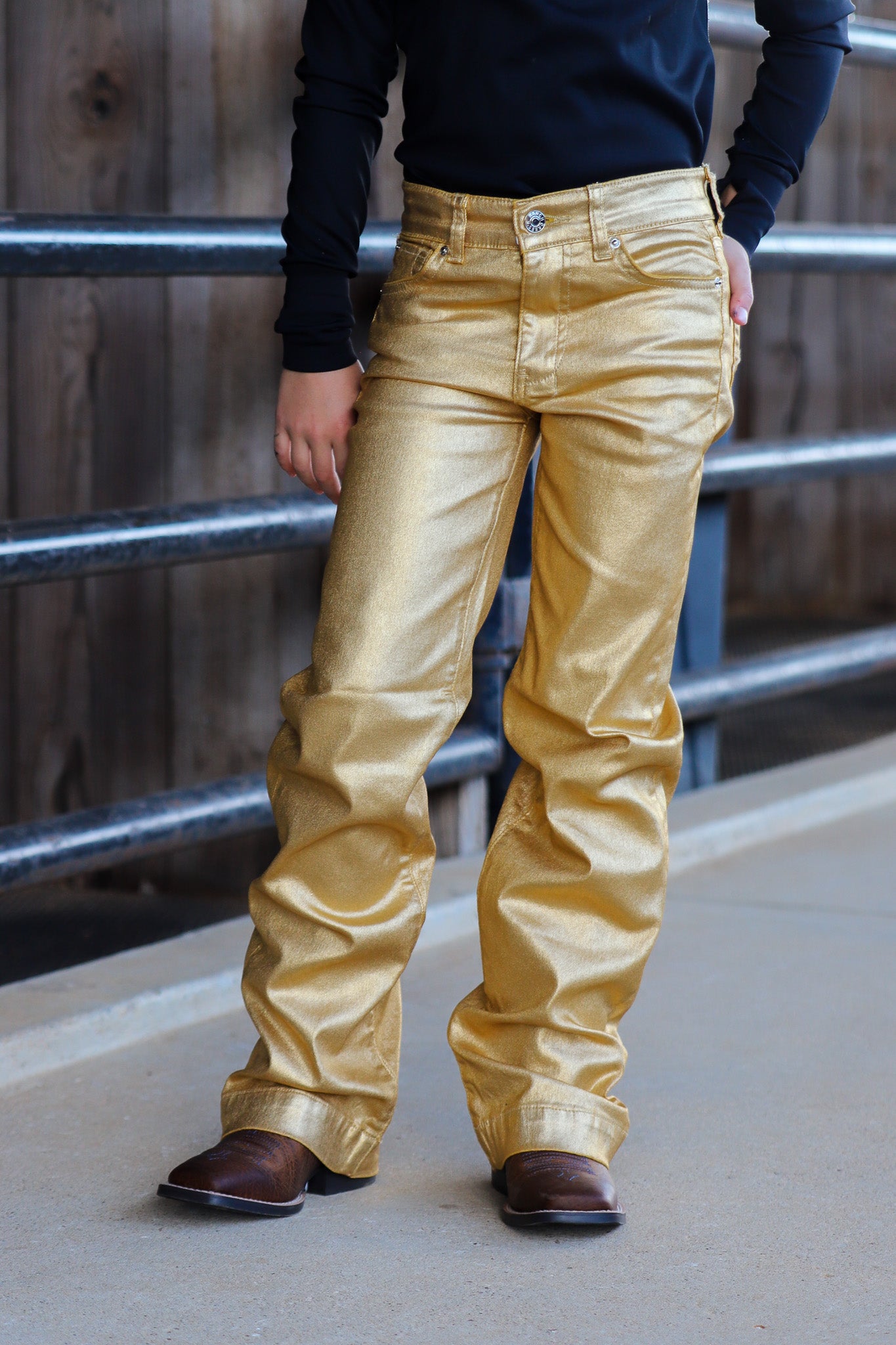 *YOUTH* GOLD METALLIC SIGNATURE TROUSER