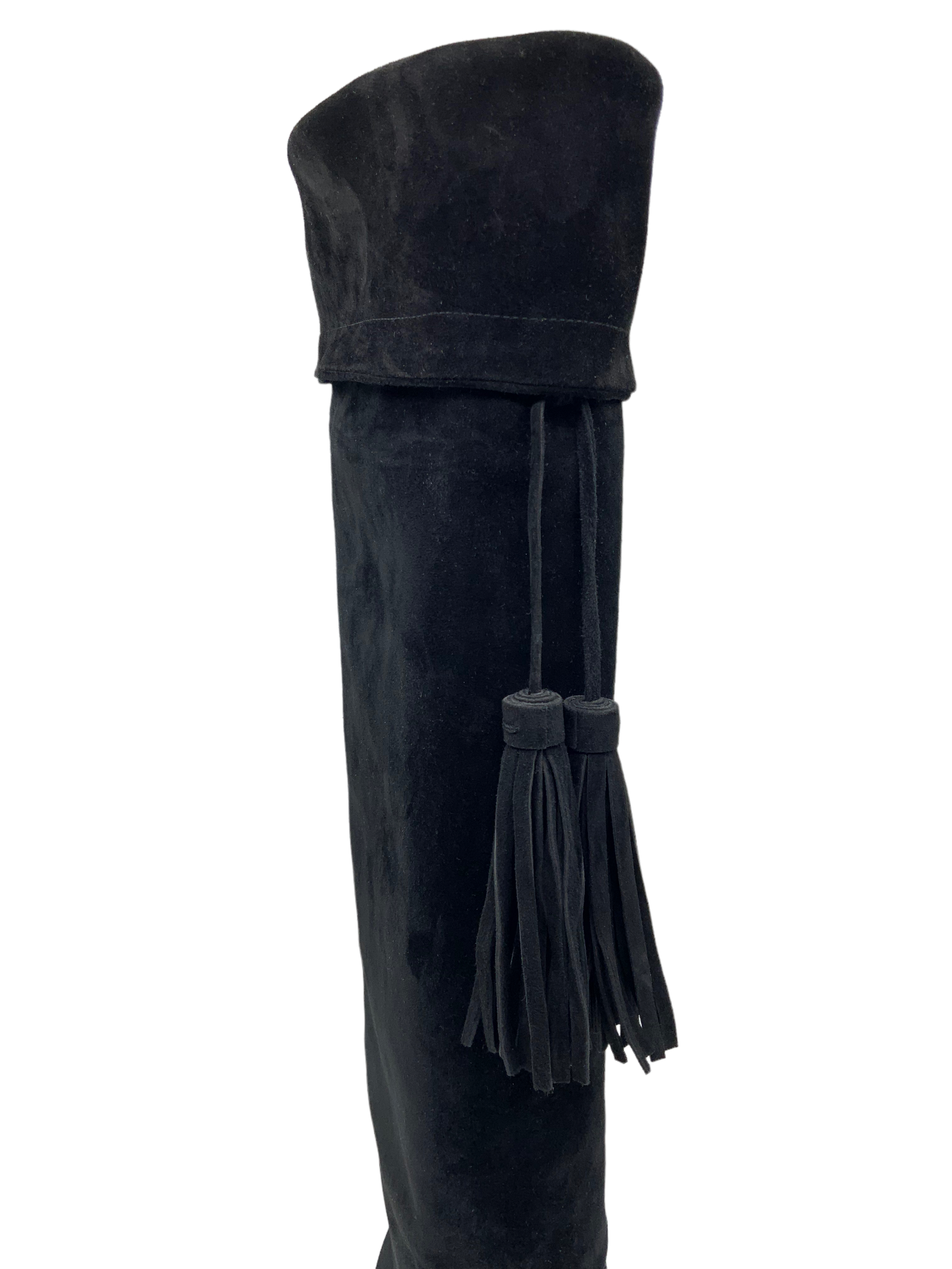 Yves Saint Laurent Meurice Suede Tassel Tall Boots Size 8